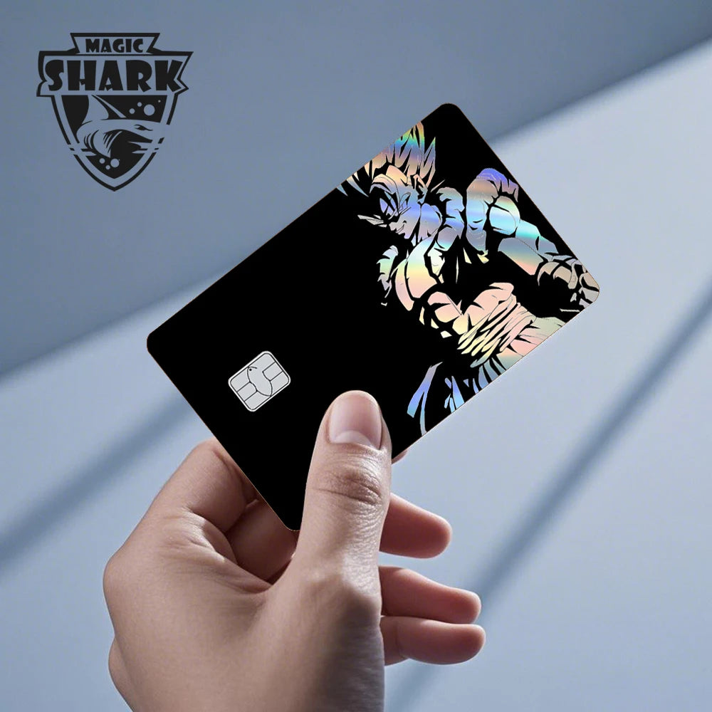 Magic Shark Goku Vegeta Cool Shinny Holographic Laser Credit Debit Card Sticker Film Front Skin Cover