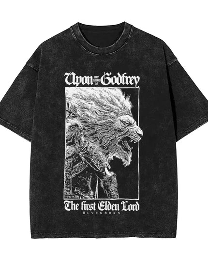 R-Rings Radahn E-Eldening Washed T Shirts Streetwear Hip Hop Casual T-Shirt Tees for Men and Women Short Sleeve Harajuku Graphic