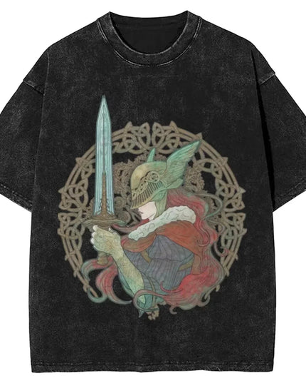 Women Men Malenia Blade of Miquella Washed T Shirt Summer Maidenless Tarnished Classic Simple Harajuku T Shirt New Arrival