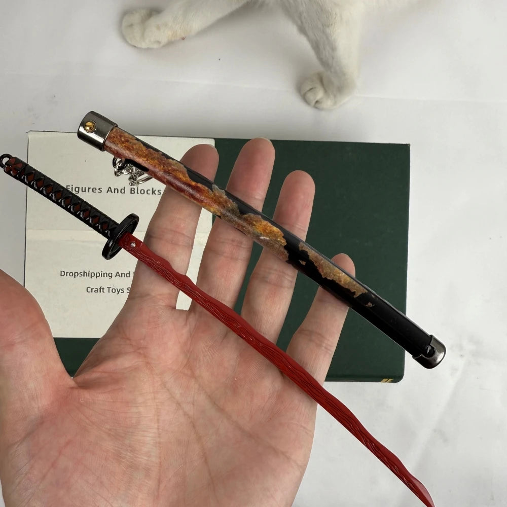 Elden Rivers of Blood Sword Replica Ring 23cm/9.05in Zinc Alloy Model with spring release scabbard, Rust-Proof, Ideal for Fans