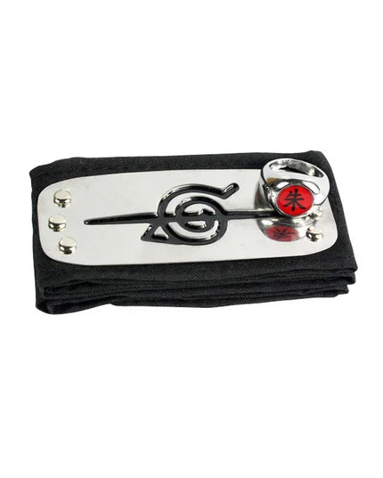 Anime Akatsuki Headband Sasori Uchiha Itachi Ring Sets Cosplay Costumes Props Pain Orochimaru Ninja Accessories