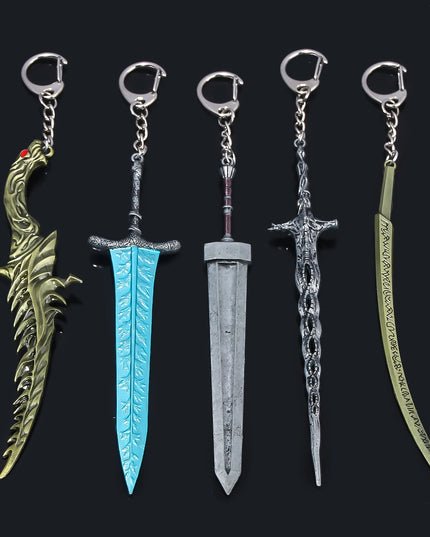 14cm Ring Dark Moon Greatswor Eldens Keychain Pendant Sword of Night and Flame Keyring Cosplay Fans Props Men Women Bag Jewelry