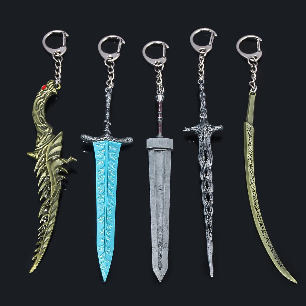 14cm Ring Dark Moon Greatswor Eldens Keychain Pendant Sword of Night and Flame Keyring Cosplay Fans Props Men Women Bag Jewelry