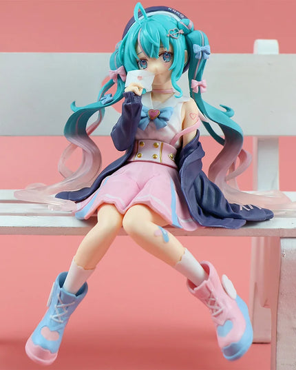 Nieuwe Hatsune Miku Anime figuur Roze sakura zitpositie PVC Actiefiguur model speelgoed decoratie verzamelen geschenken