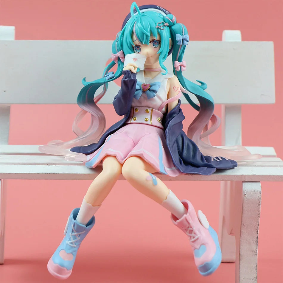 Nieuwe Hatsune Miku Anime figuur Roze sakura zitpositie PVC Actiefiguur model speelgoed decoratie verzamelen geschenken