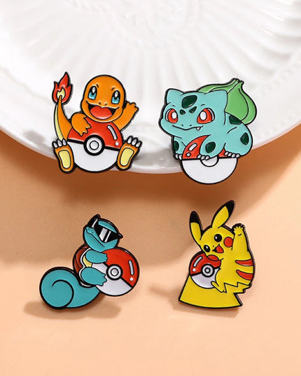 4 Pcs cute cartoon creative personality pocket monsters Badge Animated character Enamel brooch Men's and women's Bag Accessories