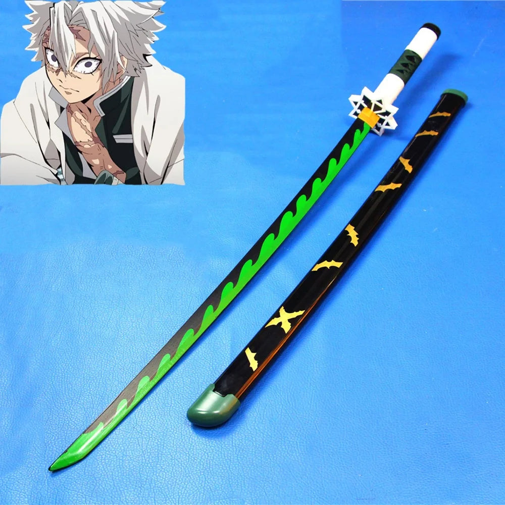 41in/104cm Demon Slayer Katana Anime Ninja Sword Demon Slayer Cosplay Prop Knife Real Size Samurai Sabre Japonesa Katana Sword