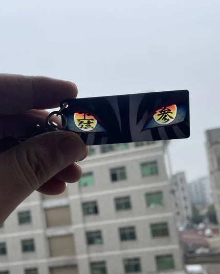 Demon Slayer Acrylic Pupil Translucency Card Key Chains Pendants Anime Twelve Kizuki Keychains Backpack Decorative Key Charm