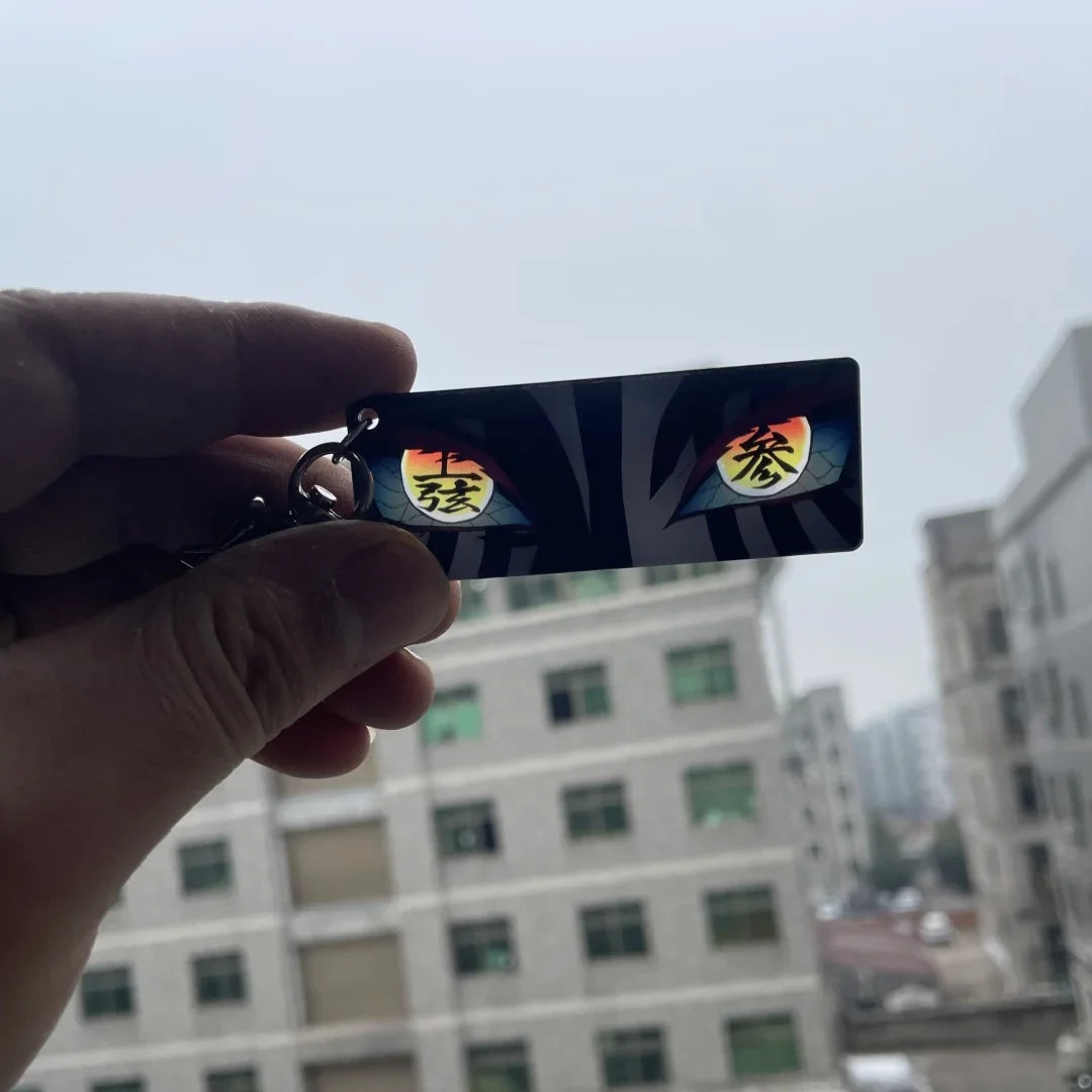 Demon Slayer Acrylic Pupil Translucency Card Key Chains Pendants Anime Twelve Kizuki Keychains Backpack Decorative Key Charm