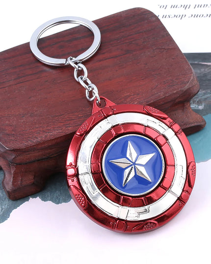 Creative Marvel Series Captain America Shield Keychain Rotating Dripping Shield Avengers Keychain Popular Accessory Pendant
