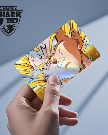 Magic Shark Goku Vegeta Cool Shinny Holographic Laser Credit Debit Card Sticker Film Front Skin Cover
