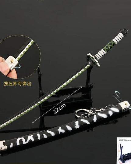 Demon Slayer Peripherals Tanjiro, Agatsuma Zenitsu Katana Full Metal Weapons Bounce Jump Knife Crafts Toy Sword Model Ornaments