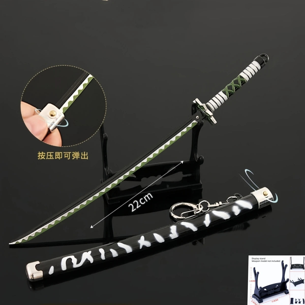 Demon Slayer Peripherals Tanjiro, Agatsuma Zenitsu Katana Full Metal Weapons Bounce Jump Knife Crafts Toy Sword Model Ornaments