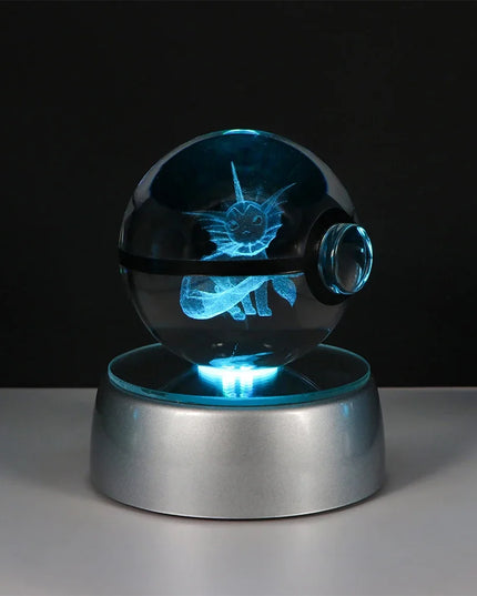 Pokemon Crystal Ball Pikachu Gengar Eevee Mewtwo Lacario Anime Game Pokeball Led Night Light Base Kids Birthday Gift Home Decor