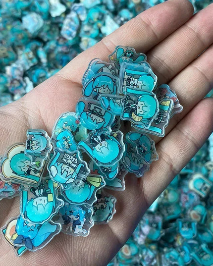 120pcs Anime Hatsune Miku 2.4cm Acrylic Pendant Kawaii Acrylic Patch Handmade Diy Accessories Keychain PP Clip Patch Kids Toys