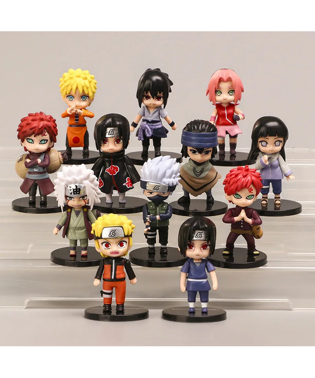 Hot 12Pcs/Set Anime Naruto Shippuden Hinata Sasuke Itachi Kakashi Gaara Figure Toys Q Version PVC Figurine Model Dolls Gifts