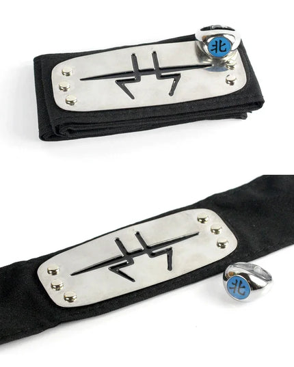 Anime Akatsuki Headband Sasori Uchiha Itachi Ring Sets Cosplay Costumes Props Pain Orochimaru Ninja Accessories