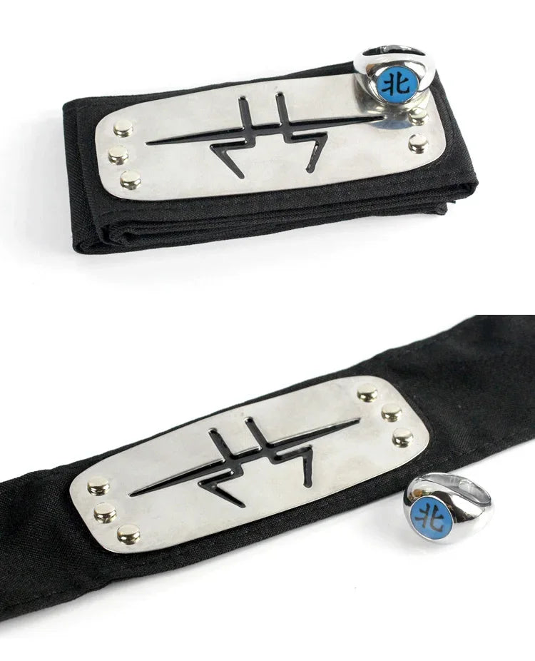Anime Akatsuki Headband Sasori Uchiha Itachi Ring Sets Cosplay Costumes Props Pain Orochimaru Ninja Accessories