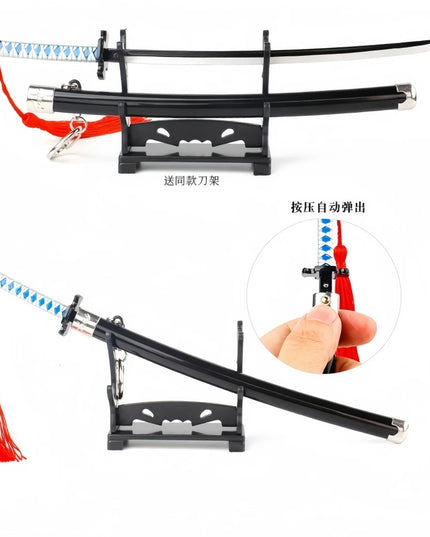 Demon Slayer Peripherals Tanjiro, Agatsuma Zenitsu Katana Full Metal Weapons Bounce Jump Knife Crafts Toy Sword Model Ornaments