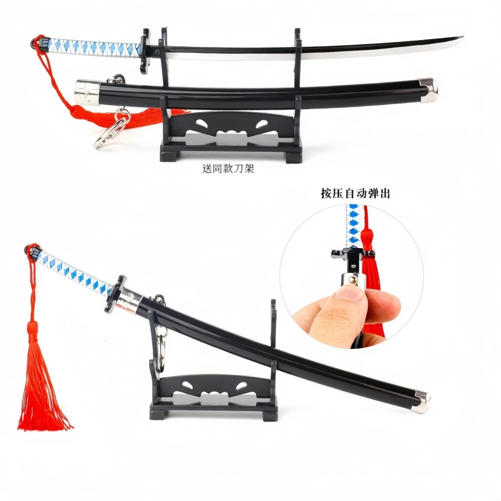 Demon Slayer Peripherals Tanjiro, Agatsuma Zenitsu Katana Full Metal Weapons Bounce Jump Knife Crafts Toy Sword Model Ornaments