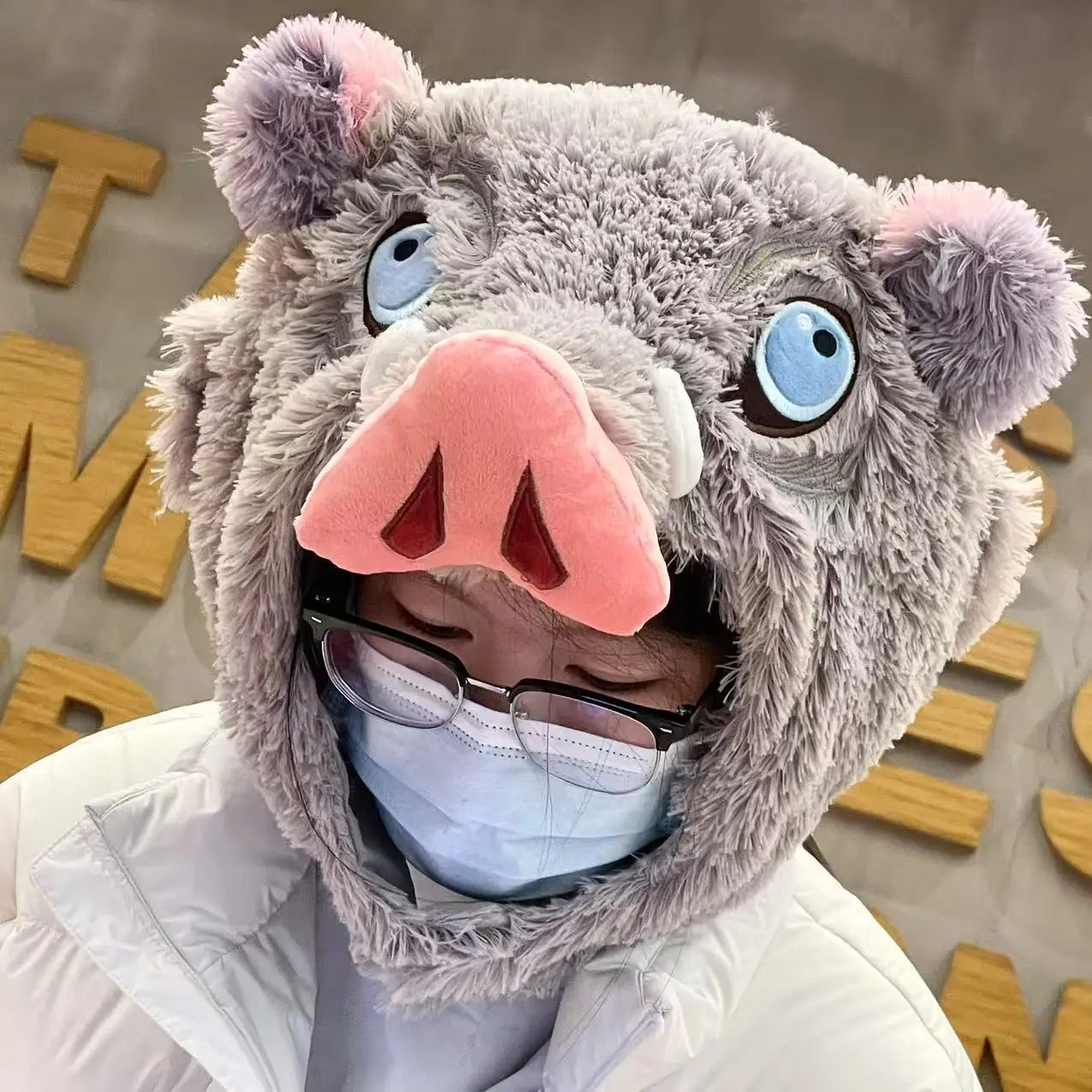 Cosplay Prop Wild Boar Head Plush Hat Demon Slayer Hashibira Inosuke Warm Headgear Japanese anime Stuffed Anime Plushies Gift