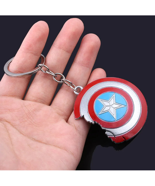 Creative Marvel Series Captain America Shield Keychain Rotating Dripping Shield Avengers Keychain Popular Accessory Pendant