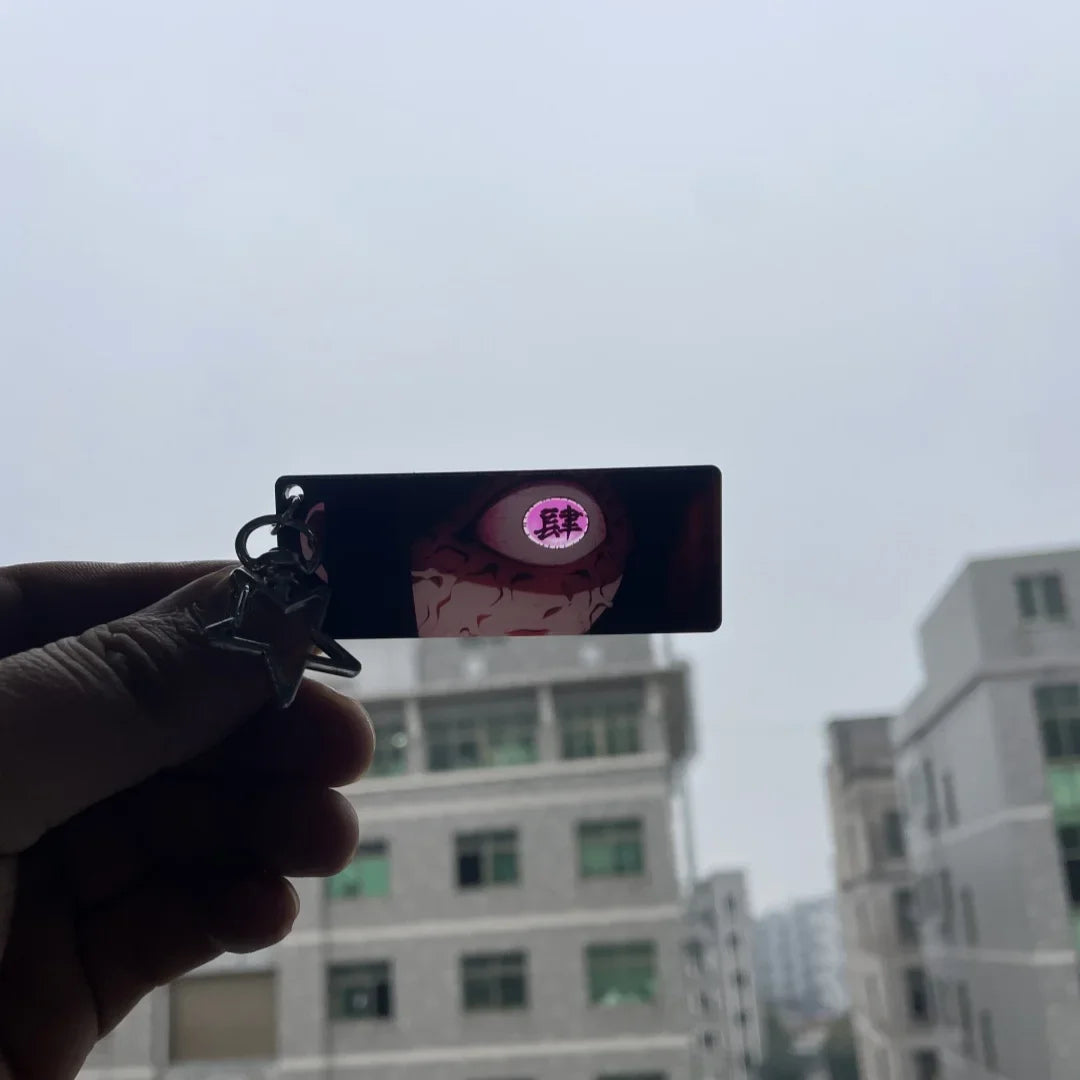 Demon Slayer Acrylic Pupil Translucency Card Key Chains Pendants Anime Twelve Kizuki Keychains Backpack Decorative Key Charm