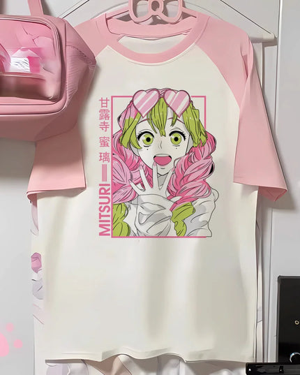 Mitsuri top women anime t shirt girl 2000s Japanese funny clothing