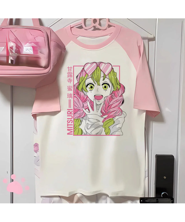 Mitsuri top women anime t shirt girl 2000s Japanese funny clothing