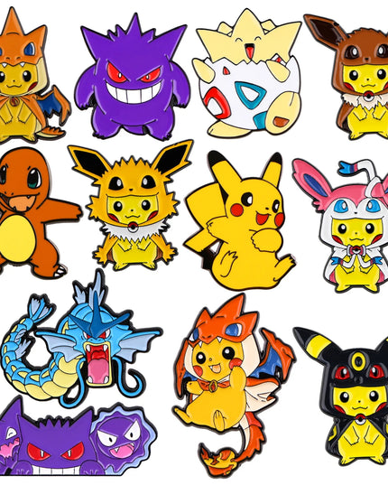 4 pcs Creative Brooch Set Cute Game Console Pikachu Togepi Charmander Enamel Pin Wallet Backpack Clothing Jewelry