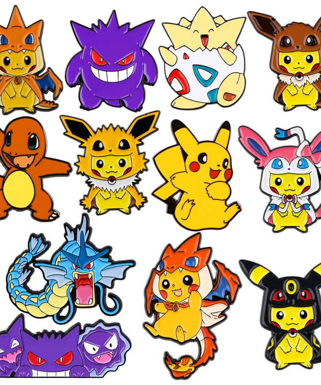 4 pcs Creative Brooch Set Cute Game Console Pikachu Togepi Charmander Enamel Pin Wallet Backpack Clothing Jewelry