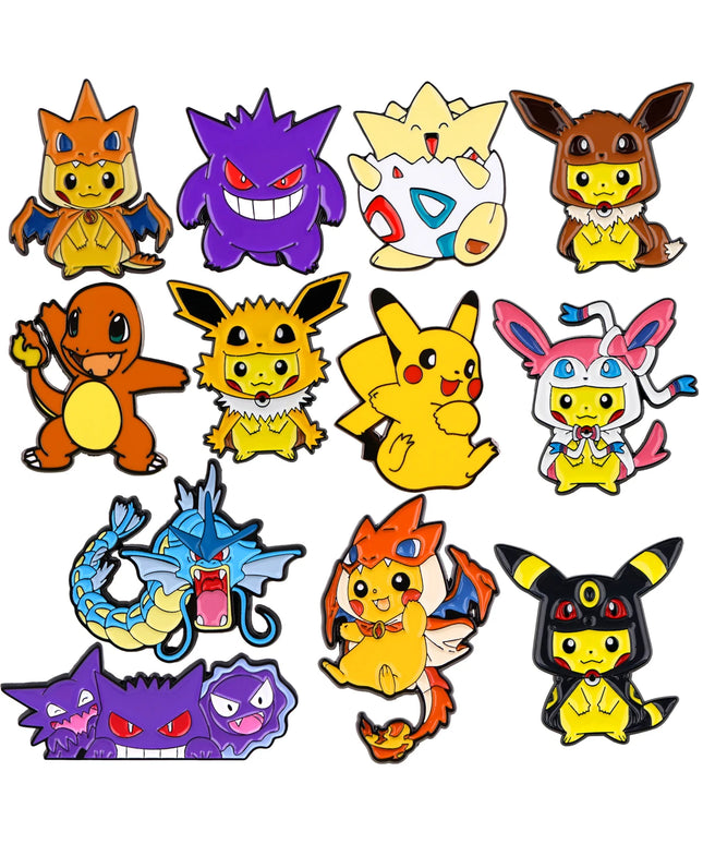 4 pcs Creative Brooch Set Cute Game Console Pikachu Togepi Charmander Enamel Pin Wallet Backpack Clothing Jewelry