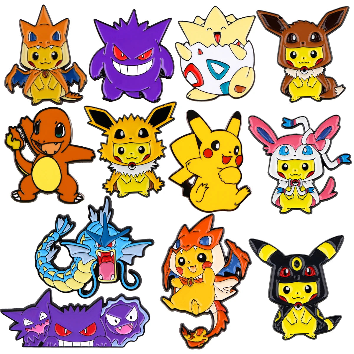 4 pcs Creative Brooch Set Cute Game Console Pikachu Togepi Charmander Enamel Pin Wallet Backpack Clothing Jewelry