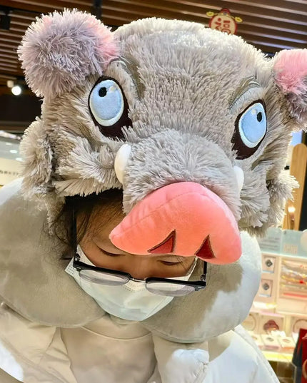 Cosplay Prop Wild Boar Head Plush Hat Demon Slayer Hashibira Inosuke Warm Headgear Japanese anime Stuffed Anime Plushies Gift