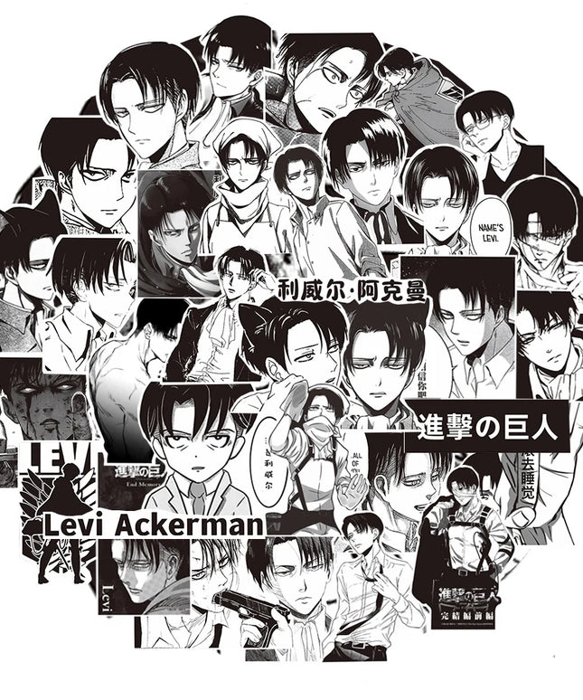 65pcs Attack on Titan Levi Ackerman Stickers Decals Laptop Car Motorcycle Notebook Cool Decoration Sticker Kids Classics Toys