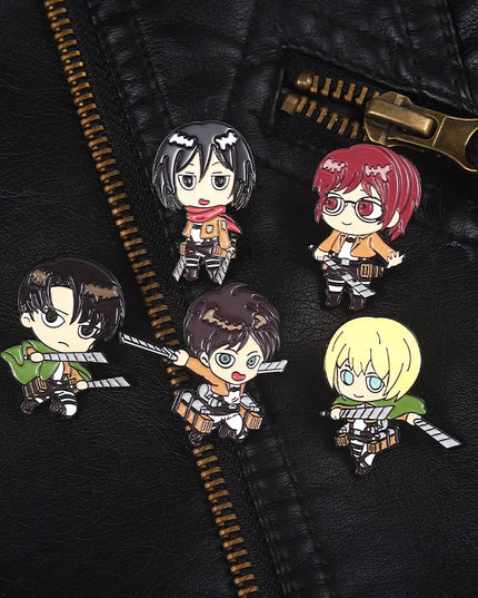 Attack on Titan Enamel Pins Cartoon Badge Metal Anime Custom Bag Lapel Pin Backpack Jewelry Kids Fans Gift Friends Wholesale