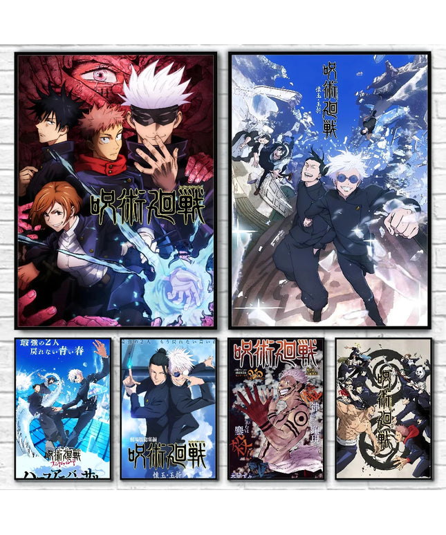 Poster Sticky Wall Art J-Jujutsu K-Kaisen Anime Printing Waterproof Home Living Bed Room Bar Aesthetic Decor