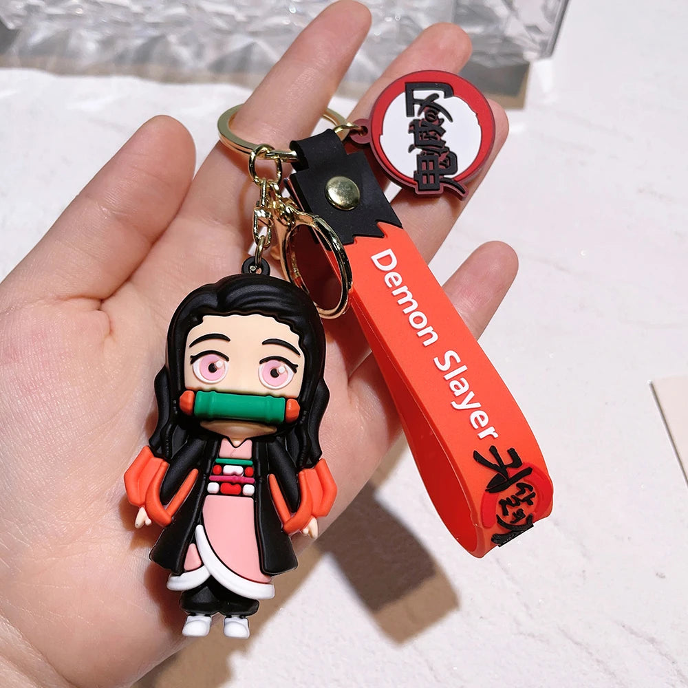 New Demon Slayer Kimetsu No Yaiba Blade of Ghost Keychain Cute Characters Bag Pendant Car Key Chain Ring Fans Gift Anime Jewelry