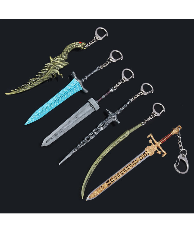 14cm Ring Dark Moon Greatswor Eldens Keychain Pendant Sword of Night and Flame Keyring Cosplay Fans Props Men Women Bag Jewelry