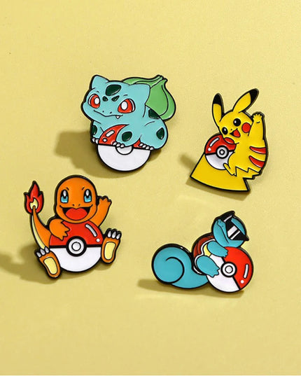 4 Pcs cute cartoon creative personality pocket monsters Badge Animated character Enamel brooch Men's and women's Bag Accessories