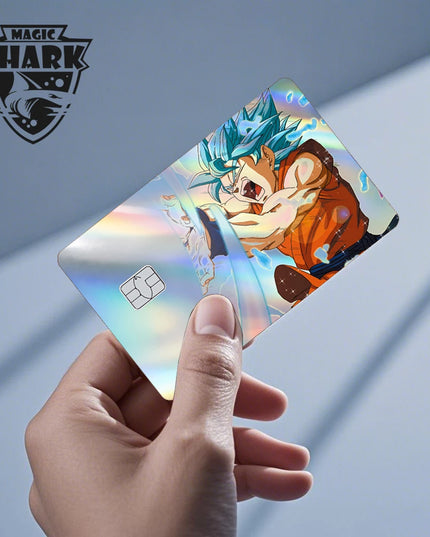 Magic Shark Goku Vegeta Cool Shinny Holographic Laser Credit Debit Card Sticker Film Front Skin Cover
