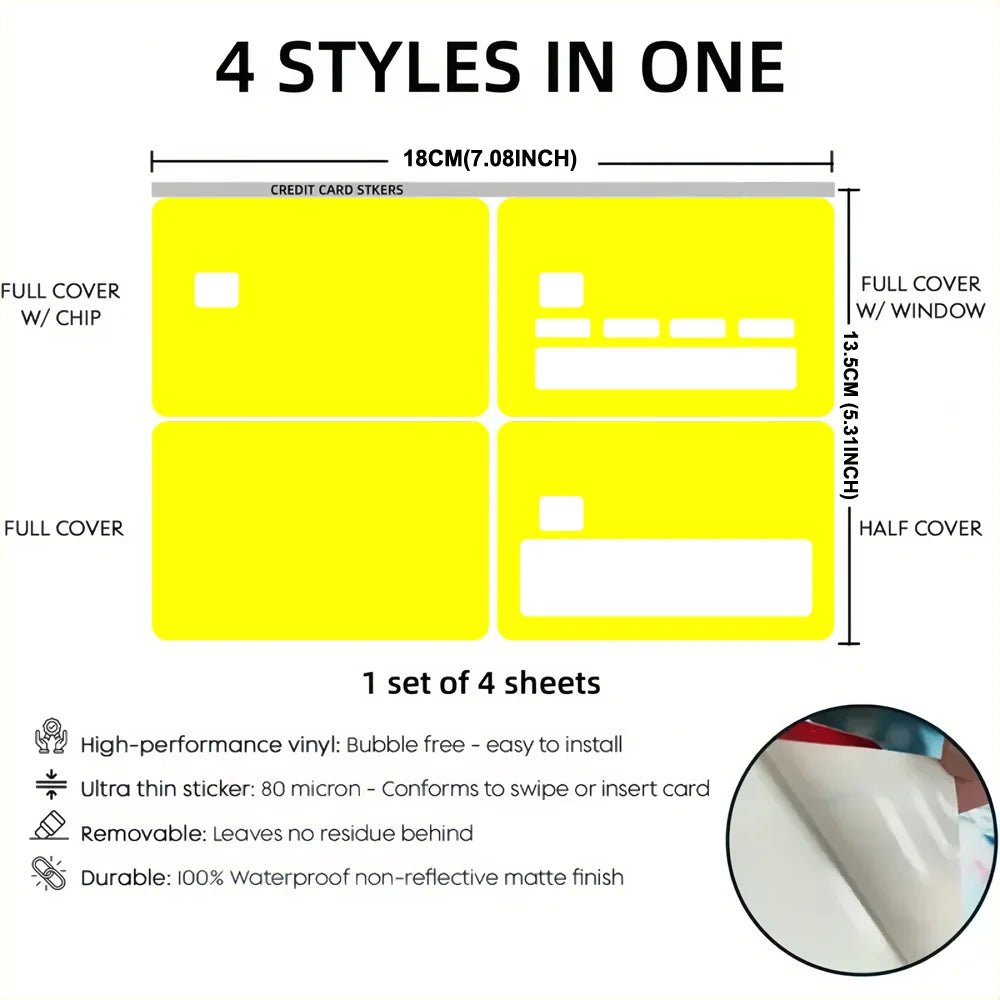 HUNTER Film Skin Cover Credit Card Stickers 4PCS Debit Front Anime H-HUNTER x Decoration Bank Bus Pass Waterproof