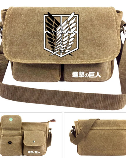 Attack on Titan Canvas Handbag Shoulder Bag Japan Anime Crossbody Bag Messenger Bags Shoulder Bag Cartoon School Book Tote Gift