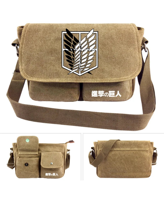 Attack on Titan Canvas Handbag Shoulder Bag Japan Anime Crossbody Bag Messenger Bags Shoulder Bag Cartoon School Book Tote Gift