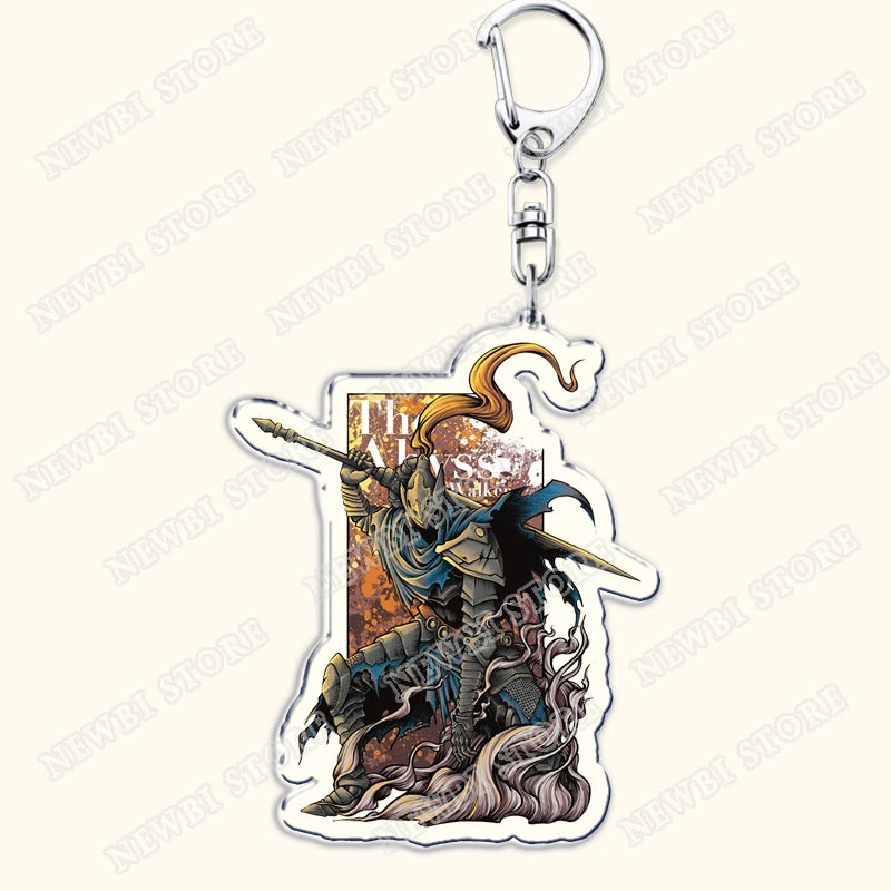 Video Game Dark Souls Keychains for Women Accessories Bag Bloodborne Malenia Melina Keyrings Jewelry Fans Gaming Friends Gift