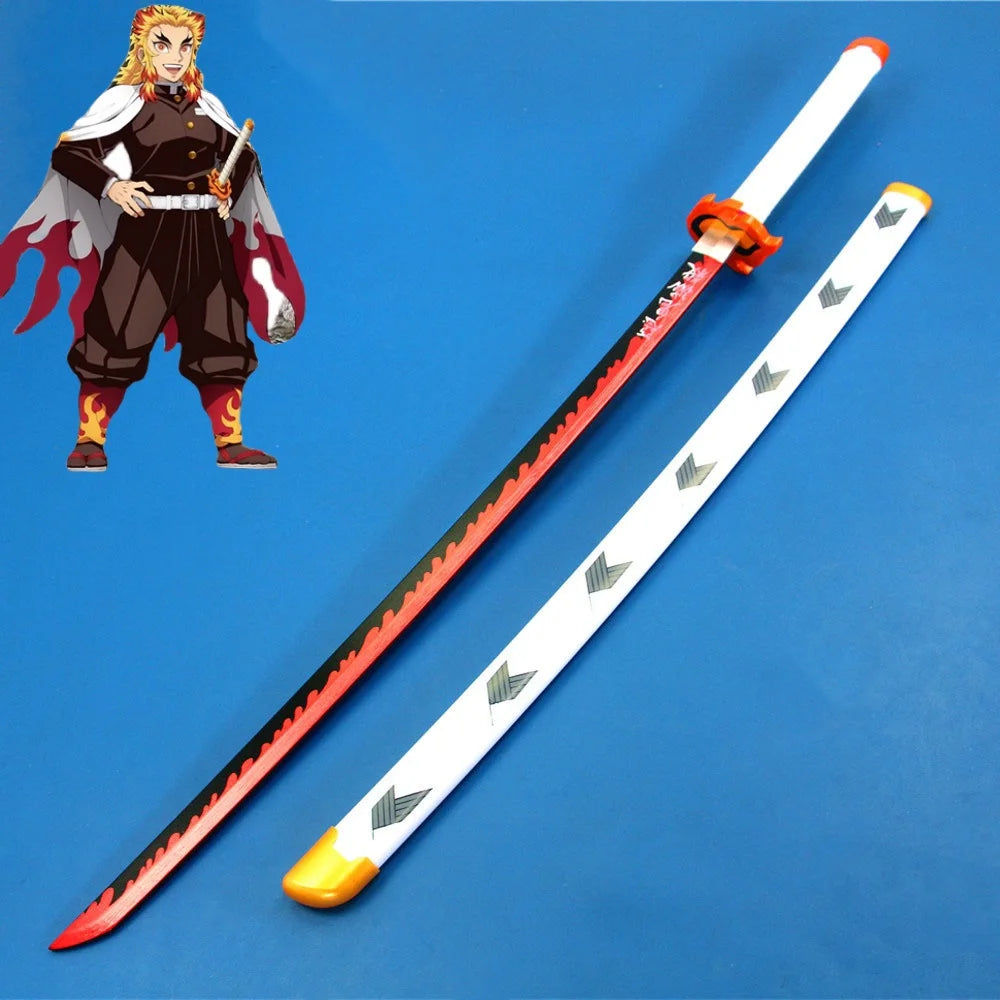41in/104cm Demon Slayer Katana Anime Ninja Sword Demon Slayer Cosplay Prop Knife Real Size Samurai Sabre Japonesa Katana Sword