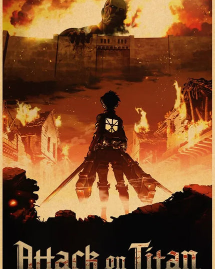 High Quality Vintage Japanese Anime Attack on Titan Retro Poster  Shingeki No Kyojin Kraft Paper Art Print Wall Sticker for Home