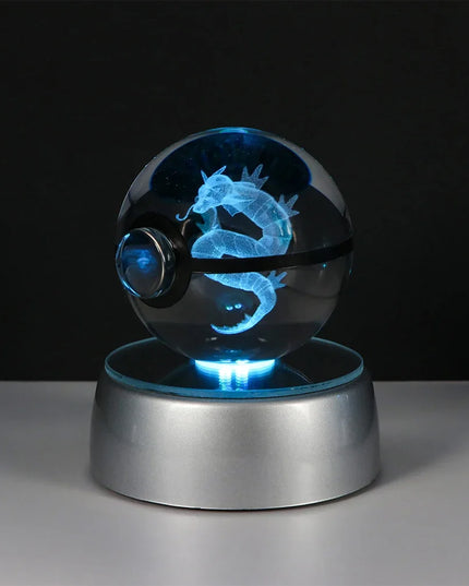 Pokemon Crystal Ball Pikachu Gengar Eevee Mewtwo Lacario Anime Game Pokeball Led Night Light Base Kids Birthday Gift Home Decor