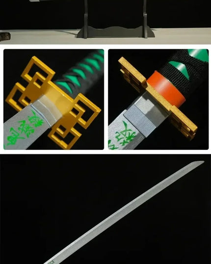 41in/104cm Demon Slayer Katana Anime Ninja Sword Demon Slayer Cosplay Prop Knife Real Size Samurai Sabre Japonesa Katana Sword