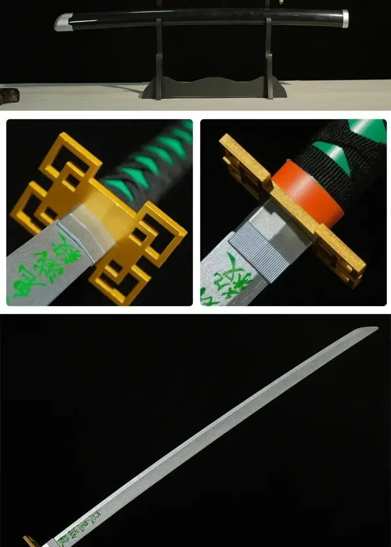 41in/104cm Demon Slayer Katana Anime Ninja Sword Demon Slayer Cosplay Prop Knife Real Size Samurai Sabre Japonesa Katana Sword